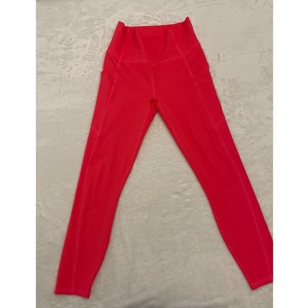 Fabletics PureLuxe High Waisted Pocket Leggings‎ Neon Pink Coral Womens Length